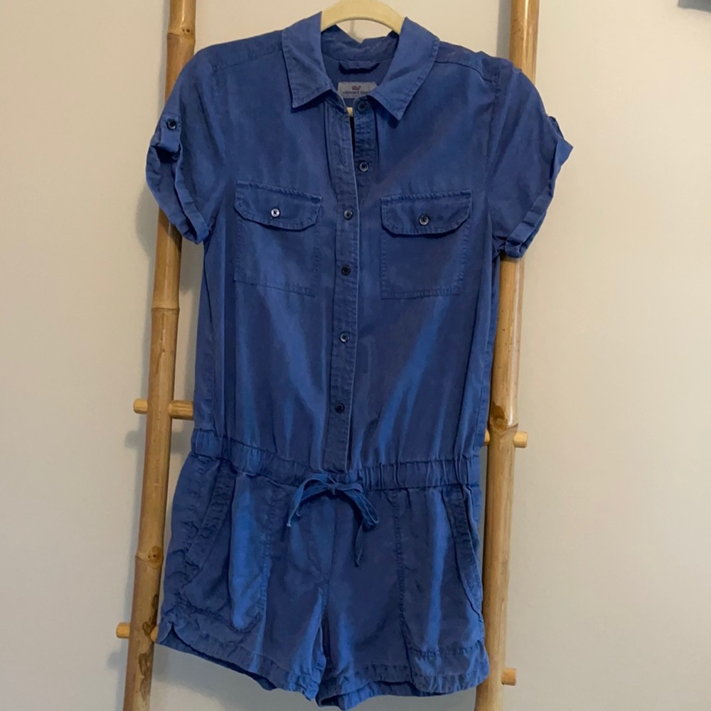 Vineyard Vines Utility Cargo Romper (Blue, 0)